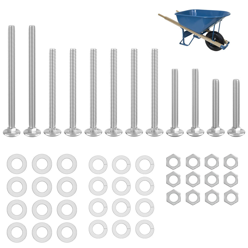 [Australia - AusPower] - Wheelbarrow Carriage Bolts and Nuts Kit for 304 Stainless Nuts and Bolts, 4", 3", 2-1/2" and 1" Wheelbarrow Parts, Wheel Barrow Handles - 12 Pack 