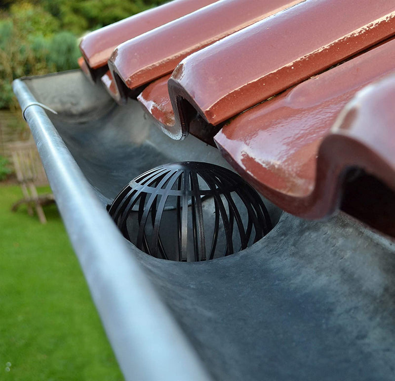 [Australia - AusPower] - Hsthe Sea Set of 4 Black Downpipe Protectors, Gutter Fastening, Plastic Basket, Leaf Gutter Screen, Downpipe Protector, Diameter 4.9 inches, Polypropylene. 