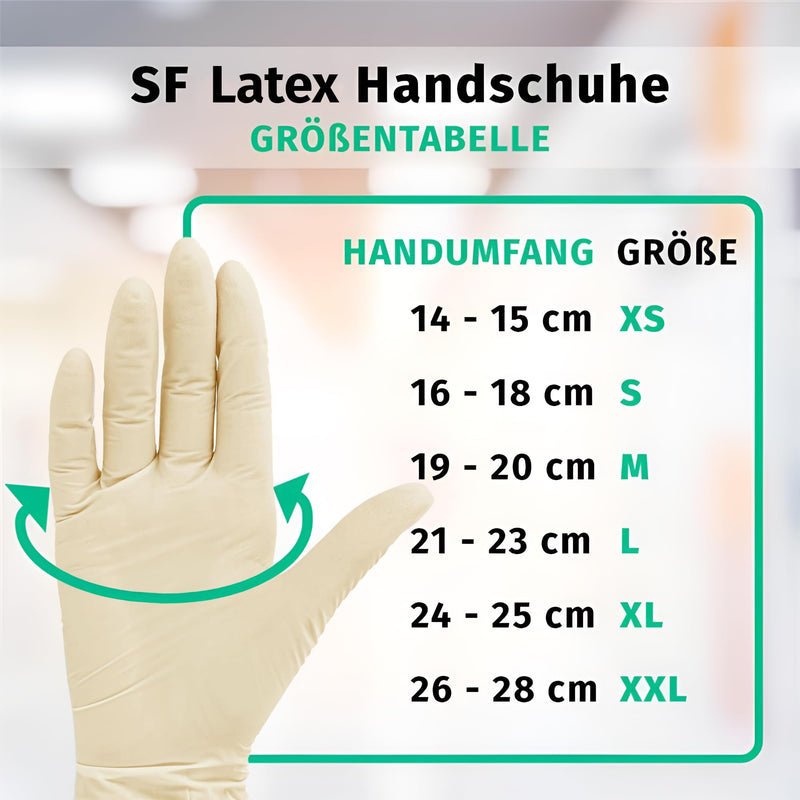 SF Latex Gloves S White - Pack of 100 Disposable Gloves, Powder-Free, Tear-Resistant | Disposable gloves for cleaning, kitchen, cosmetics, tattoo and household; suitable for trade, work and everyday use