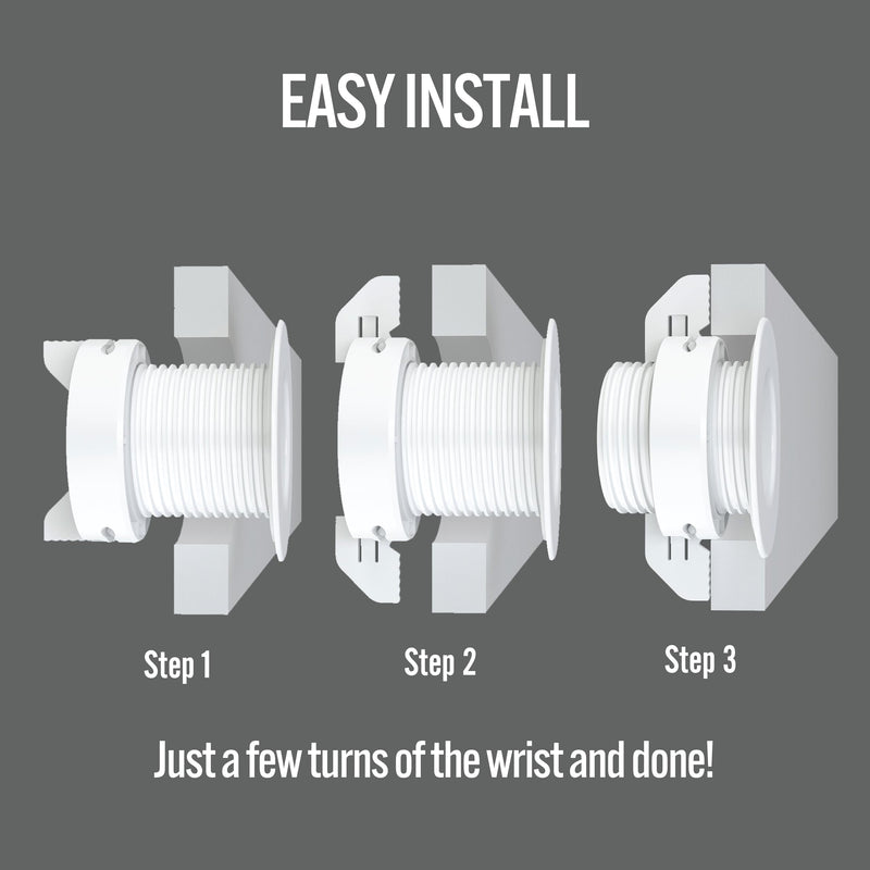 [Australia - AusPower] - 2PK White Patented: Only Cable, Wire, Cord Management Tool-Free Self-Securing/Locking Grommet and with Cap Slider, for Walls, Ceilings, Desks - Used for All Surfaces 3/8" to 1" Thick. Made in USA 2-Pack 