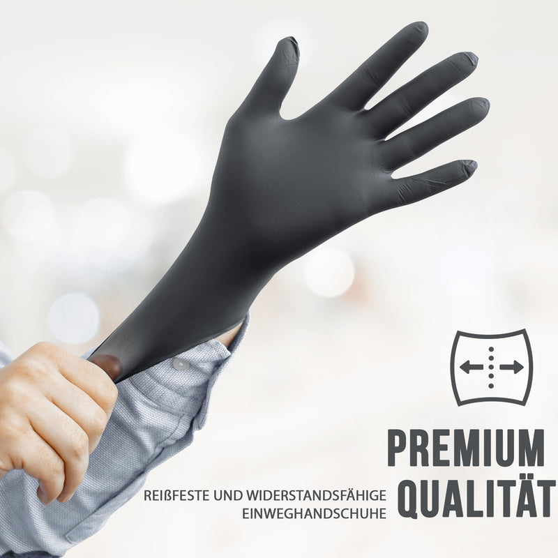 [Australia - AusPower] - IEA Medical Nitrile Gloves, M, Black, Pack of 100, Disposable Gloves, M, Tear-Resistant, Examination Gloves, Latex-Free Gloves, M 