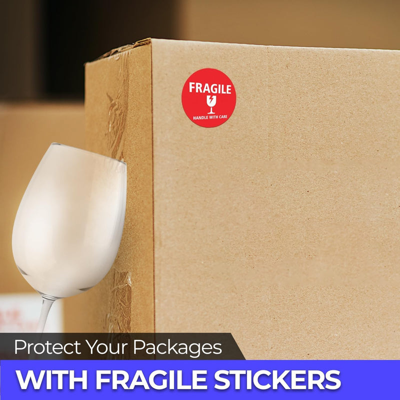 StickerJet Fragile Stickers Roll – (500pcs, 3x3) High-Visibility Handle with Care Labels, Strong Adhesive Paper Decals for Shipping, Packaging, and Protection – Made in USA 3x3 Inch 500 Stickers - Roll