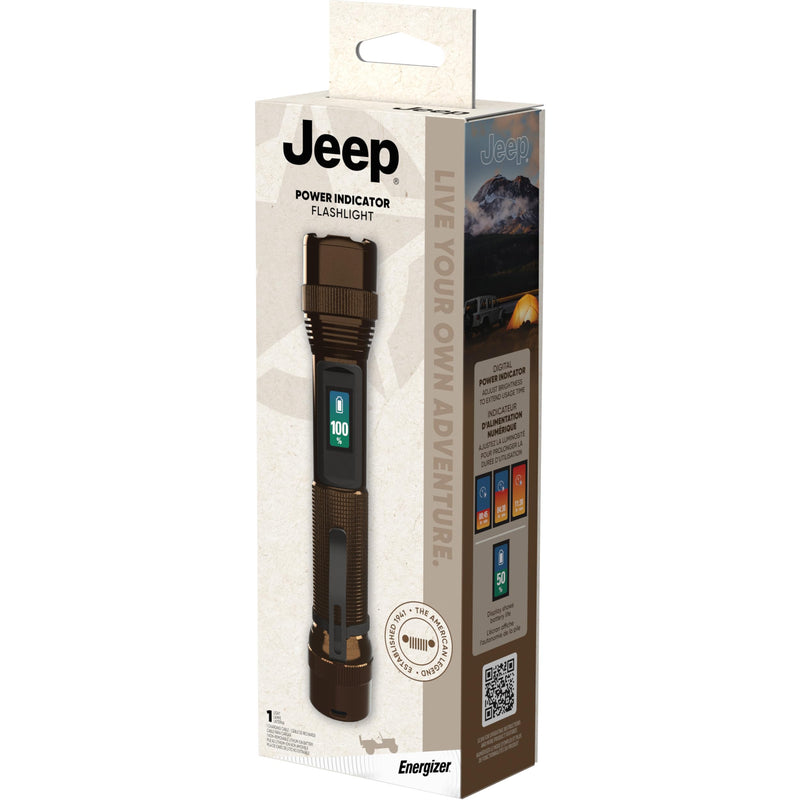 Energizer Jeep Power Indicator Rechargeable LED Flashlight, 1,000 Lumens, Rechargeable Flashlight with Trail-Ready Construction and Easy-to-Read Digital Power Indicator Display Power Indicator Flashlight