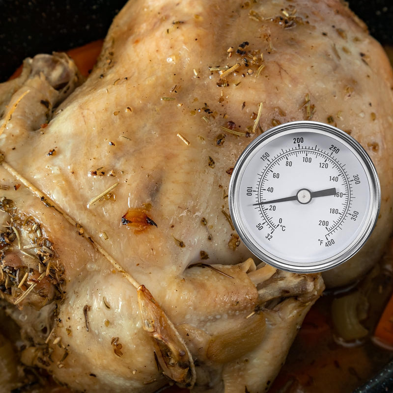 [Australia - AusPower] - MECCANIXITY Bimetal Thermometer with 0.13in Stainless Steel Stem & 75x48mm Size, 38-430°C Temperature Range, Shatterproof Glass Lens - Industrial Grade 