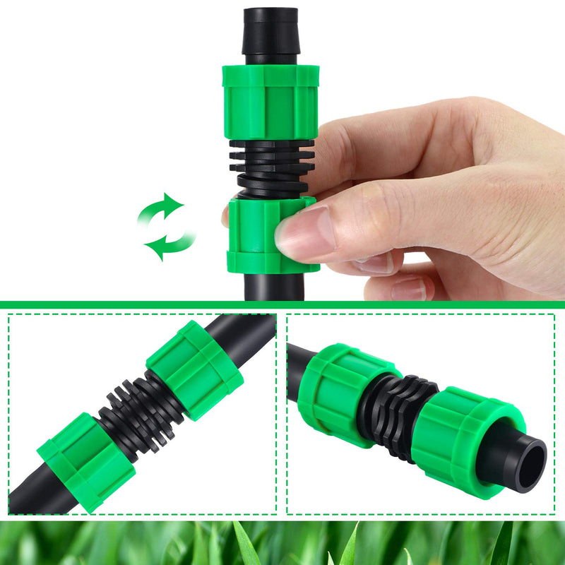[Australia - AusPower] - 12 Pieces Drip Irrigation Coupling, 5/8 Inch Universal Connector Drip Tubing Fittings, Compatible with Most 16-17 mm Drip Tape AG Tubing Drip or Sprinkler Systems (green) Green 
