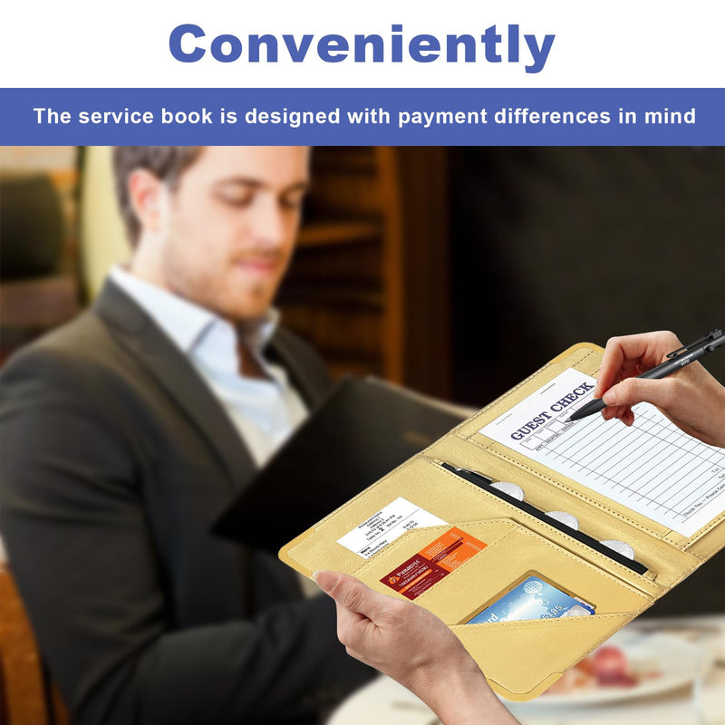 [Australia - AusPower] - Server Book, Painted Server Books for Waitress, Durable Leather Waitess Book with Zipper Pocket,Server Manual Checkbook Fits Server Apron 5in*8in Cow-Pink 
