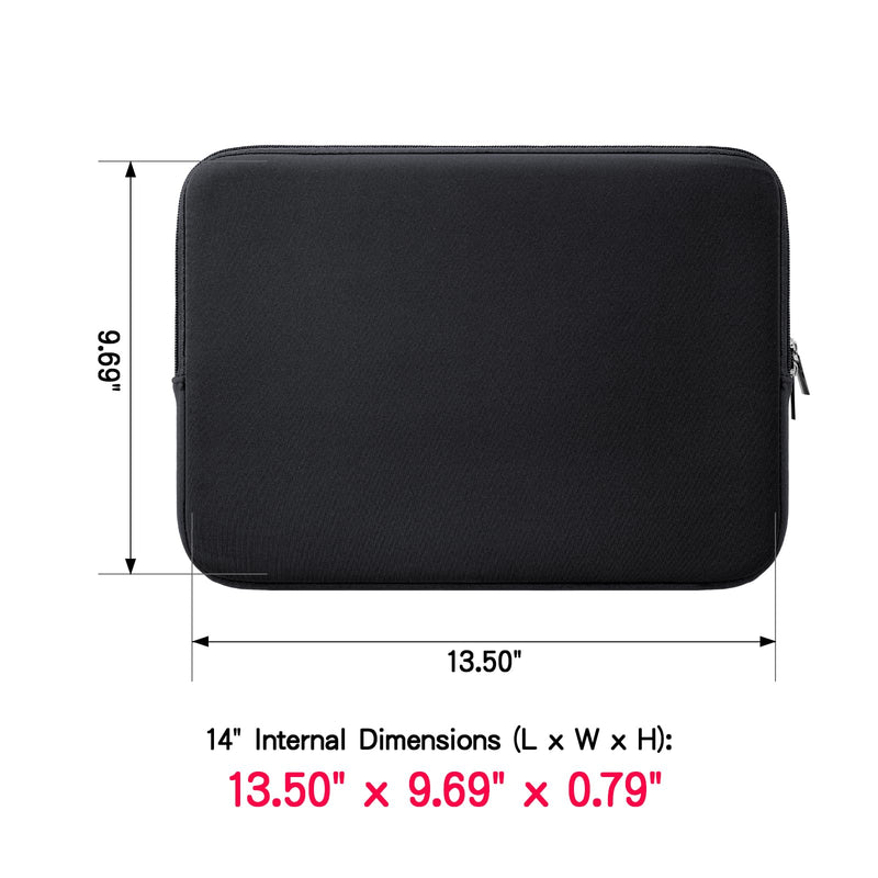[Australia - AusPower] - RAINYEAR 14 Inch Laptop Sleeve Case Protective Soft Padded Zipper Cover Carrying Computer Bag Compatible with 14" Notebook Chromebook Tablet Ultrabook (Black) 14" Black 