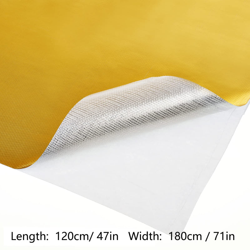 BBTO Heat Reflective Sheet Adhesive Backed Aluminized Fiberglass Heat Shield Tape Protection Barrier Heat Shield Resistant Material for Hose and Auto Use Heat Insulation Sheet(Gold, 48 x 71 Inch) Gold