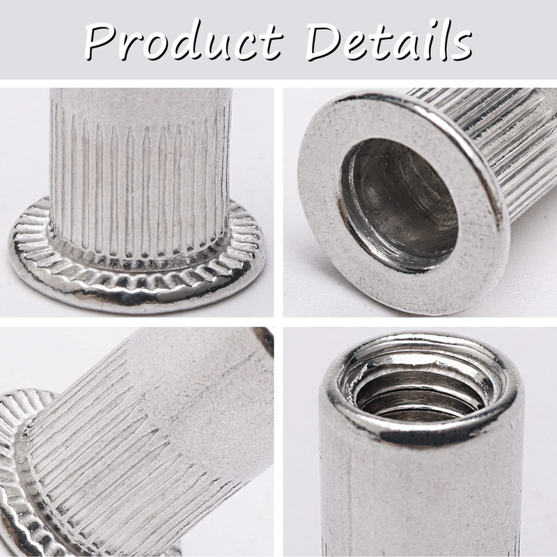 jiuwu 100 Pcs M5 5mm Flat Head Aluminum Rivet Nut Blind Insert Nut