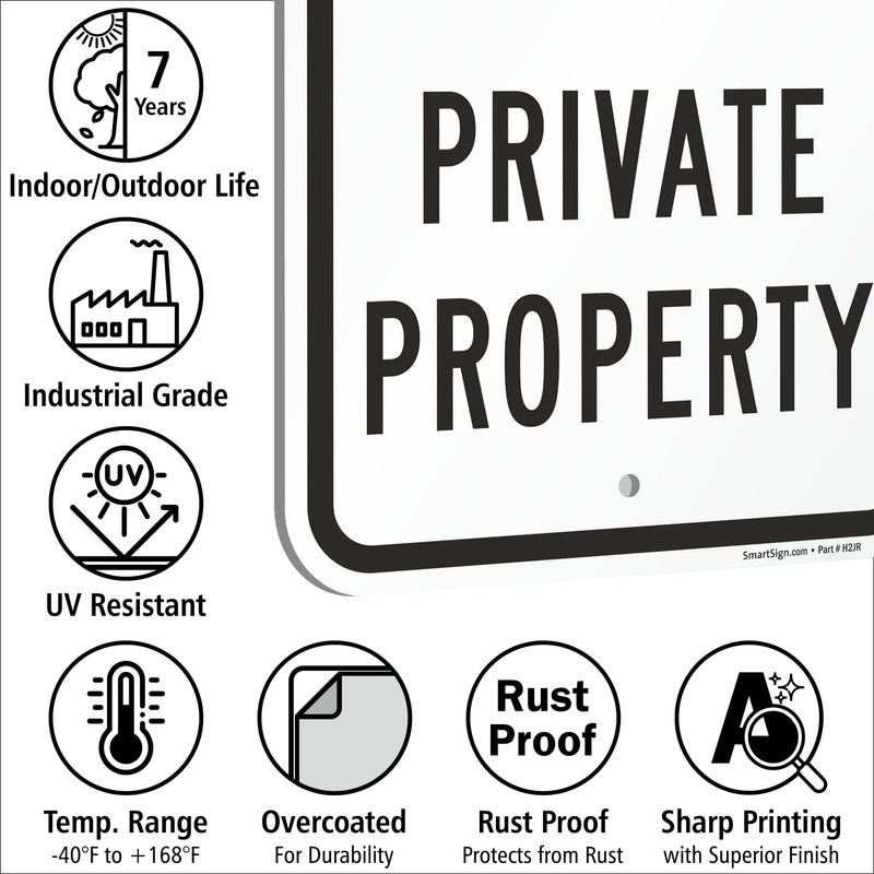 SmartSign 12 x 18 inch "Private Drive - Private Property" Metal Sign 120 mil Aluminum Composite (ACM), Engineer Grade Reflective Material, White and Black, Made in USA 12" x 18" ACM EG Reflective Aluminum
