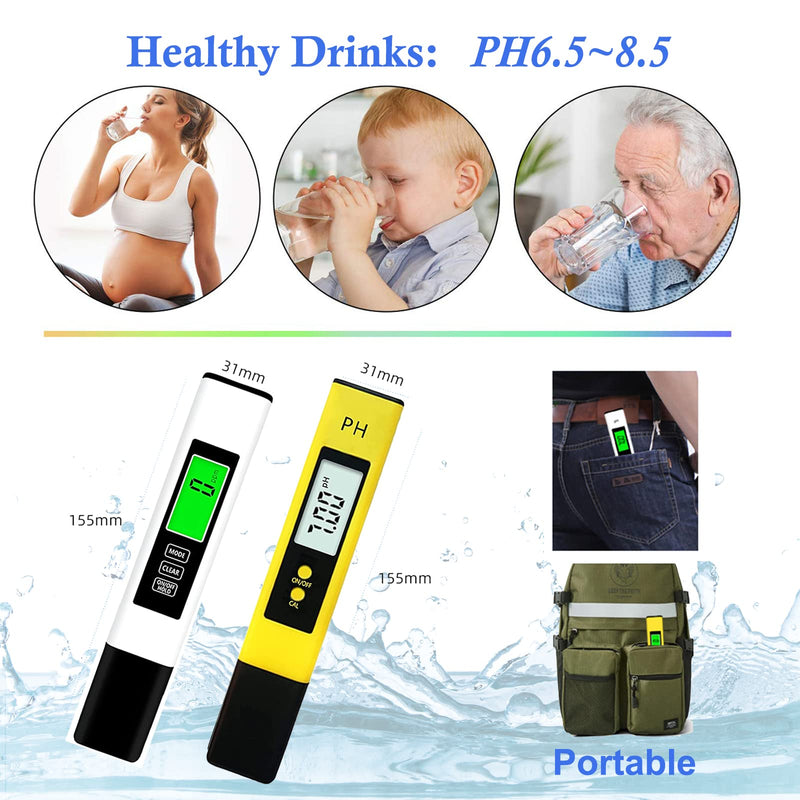 [Australia - AusPower] - 【New】Justmetr PH Meter, TDS Meter Combo, Digital Water Testing Kits, 0.05 High Accuracy pH Tester and ± 2% Accuracy 3-in-1 TDS/EC/Temp Tester Pen for Drinking Water, Hydroponics, Pools, Aquarium 