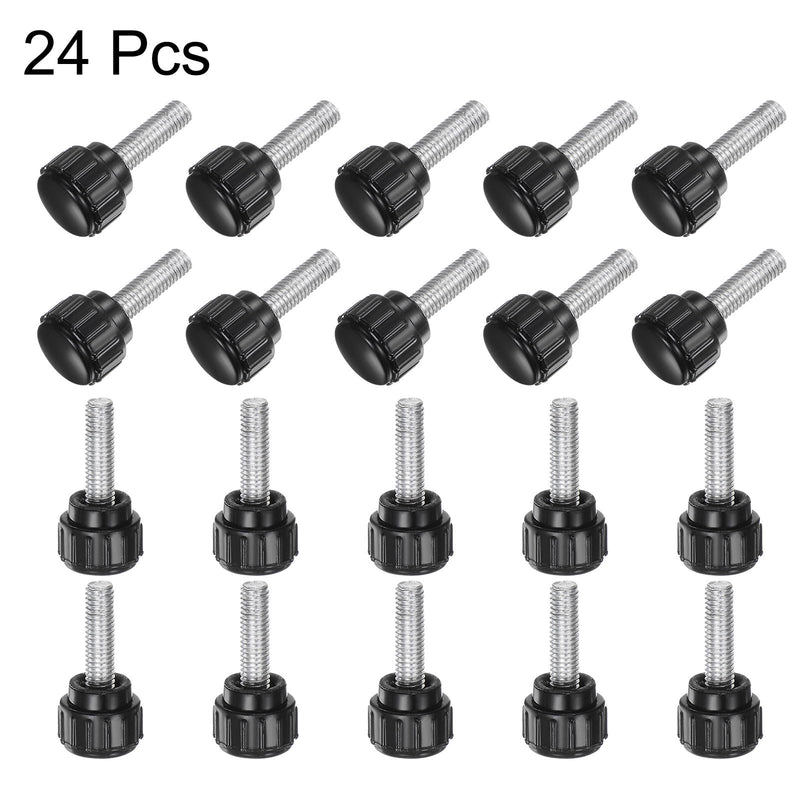 [Australia - AusPower] - uxcell 24pcs Knurled Knobs M5 x 16mm Male Thread Clamping Stud Knobs Thumb Screws 15mm Plastic Round Head Threaded Hand Bolt Knobs, Black Zinc Plated Carbon Steel M5 x 16mm x 15mm 