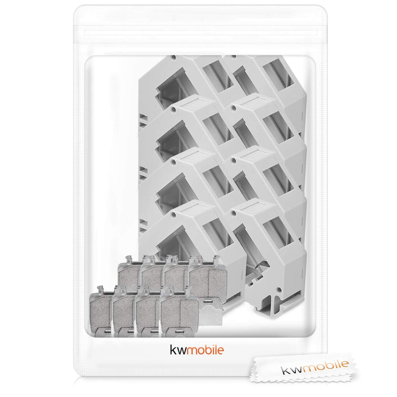 kwmobile Keystone Module Set CAT 6A with DIN Rail Adapter - 8x RJ45 DIN Rail Adapter Socket Shielded + 8x Holders for DIN Rail - Tool-Free Network Socket up to 10 Gbit/s 8x+8x
