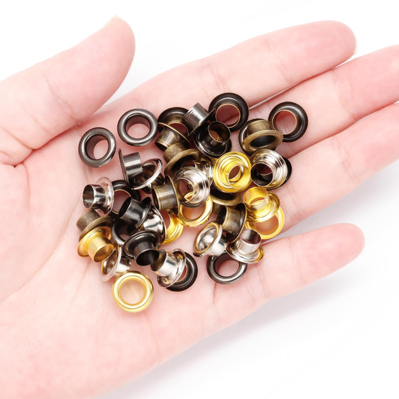 [Australia - AusPower] - Litoexpe 6mm ID Grommets Eyelets, 800 Pieces Metal Grommet Kit Hole Self Backing Eyelet for Repairing Canvas, Clothes, Leather (4 Colors) Multicolor 6 MM 