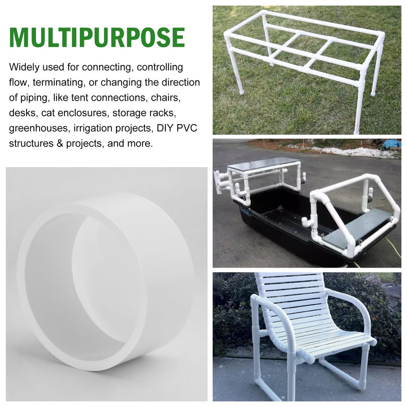 [Australia - AusPower] - PVC Pipe End Caps 2 Inch, Zernmiarder White SCH40 Furniture Grade Pipe Cover Fitting - Fits 2" PVC Pipes, 2 Pieces 