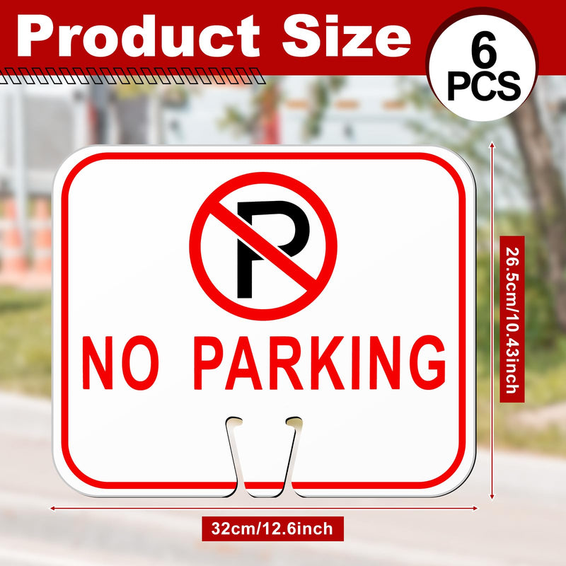 Geetery 6 Pcs No Parking Signs 12.6 x 10.4 Inch, PVC Double-sided Waterproof Weather Resistant UV Protected Reflective for Driveways Yard Lawn Traffic Control Outdoor Road Barricade, Easy to Mount