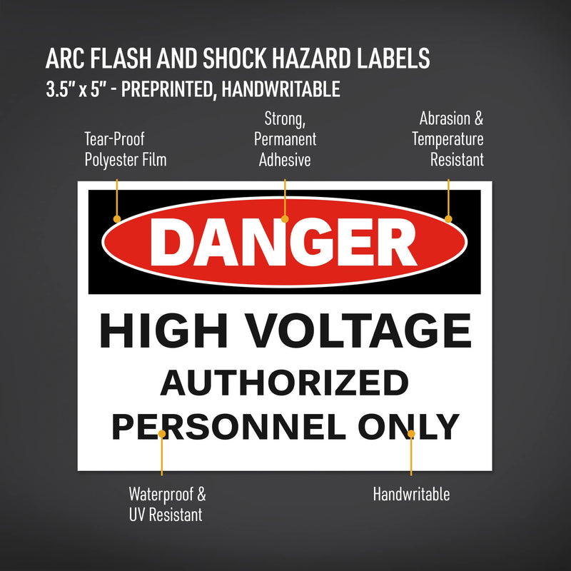 Avery High Voltage/Personnel Labels, Waterproof, UV Resistant, Preprinted, 3.5" x 5", 100 Warning Decal Labels 100 Labels Voltage - Authorized