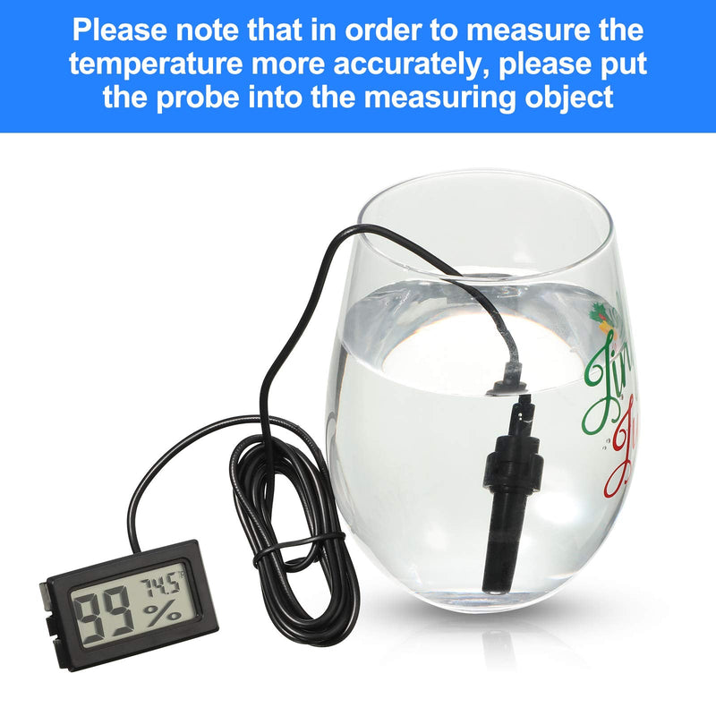[Australia - AusPower] - Weewooday Mini Digital Temperature Humidity Meters Gauge with Probe Gauge LCD Fahrenheit Display Thermometer Hygrometer for Incubator Reptile Plant Greenhouse Chicken Coop Garden(Black, 12 Pieces) Black 