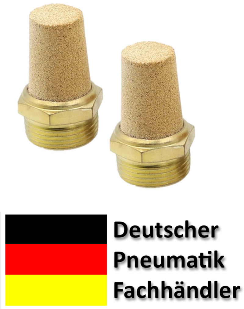 [Australia - AusPower] - Pneumatic Silencer Made of Sintered Bronze 1/2 Inch Set of 2 Industrial Quality 