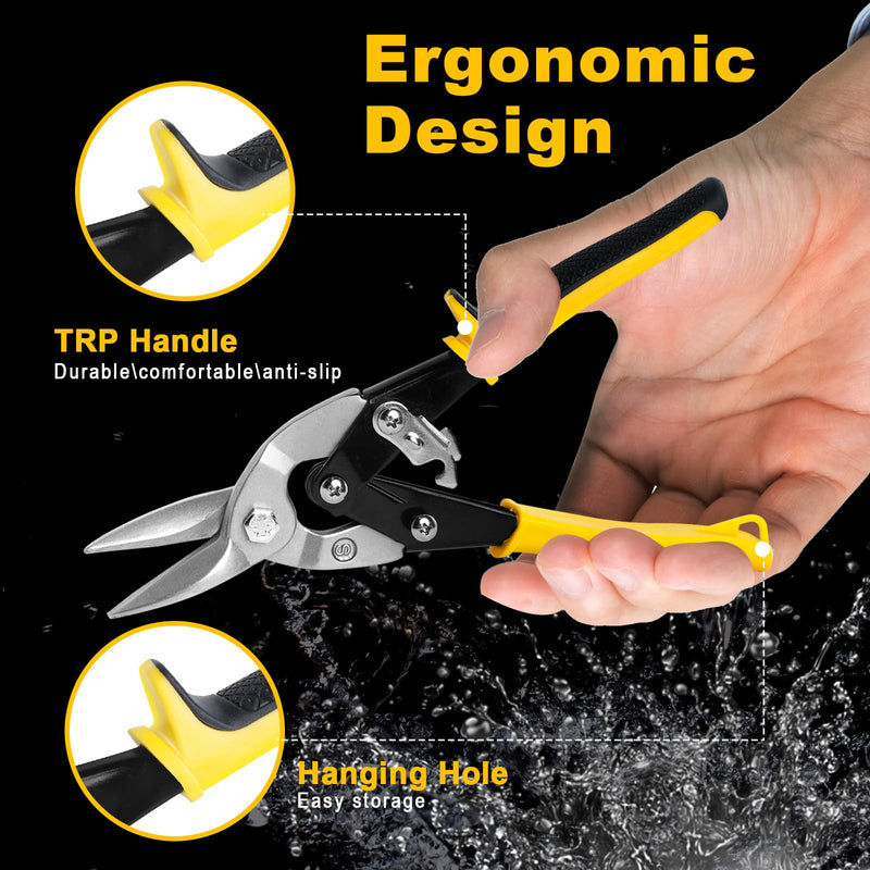 [Australia - AusPower] - 10 Inch Aviation Tin Snips, Heavy Duty Metal Cutter Shears for Cutting Sheet Metal, Straight Cut, Chrome Vanadium Steel 