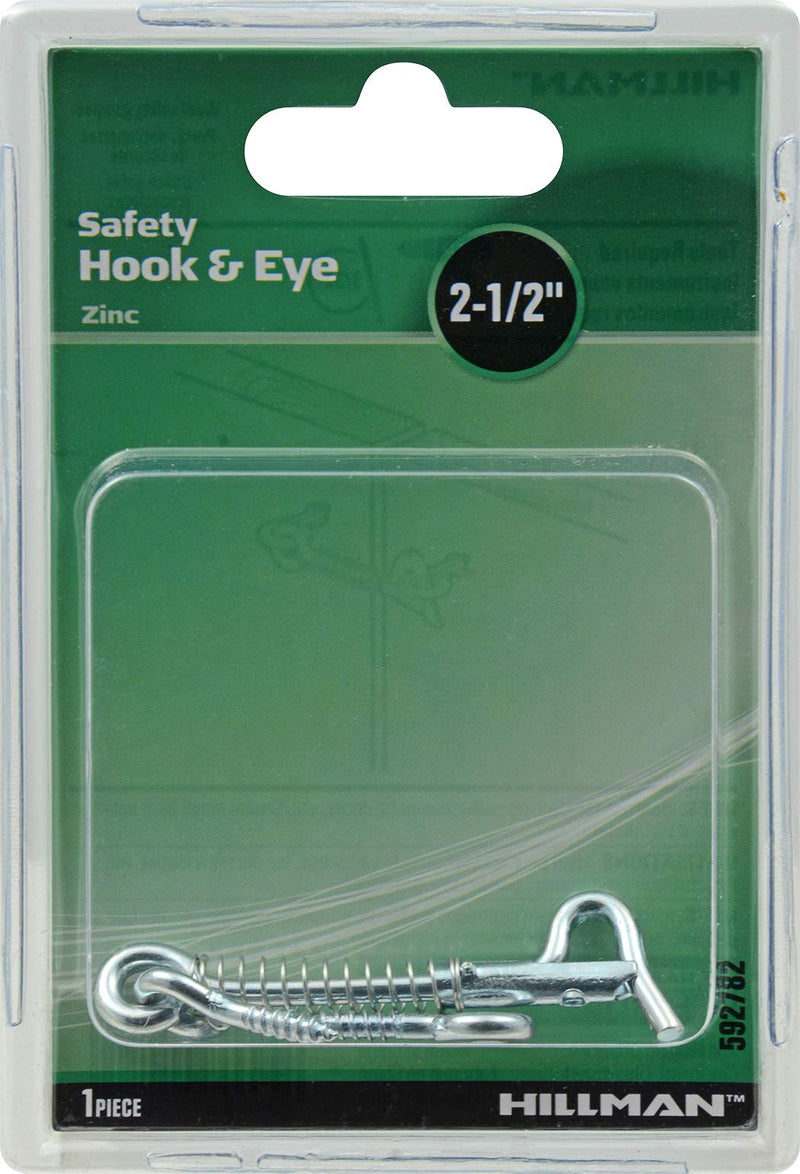 [Australia - AusPower] - 592782 Safety Hook and Eye, Zinc, 2-1/2-Inch 1-Pack 1 Count (Pack of 1) 