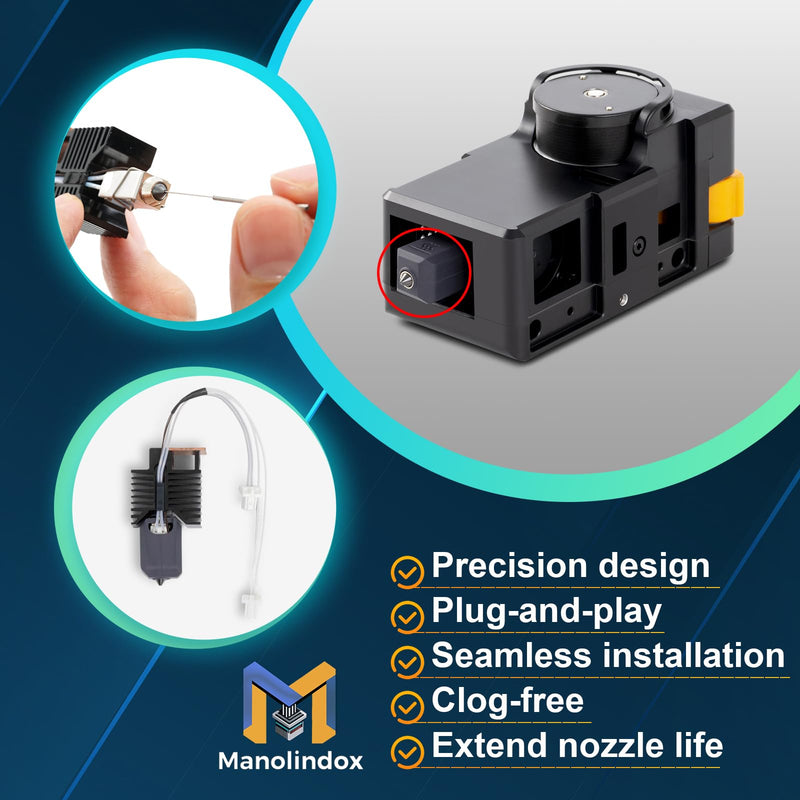 [Australia - AusPower] - 2Pcs 0.4mm U1 Hotend for Snapmaker U1 Hotend 24V 48W Ceramic Heating Block, with Brush and Cleaning Needle Silicone Socks and Kit Tools 