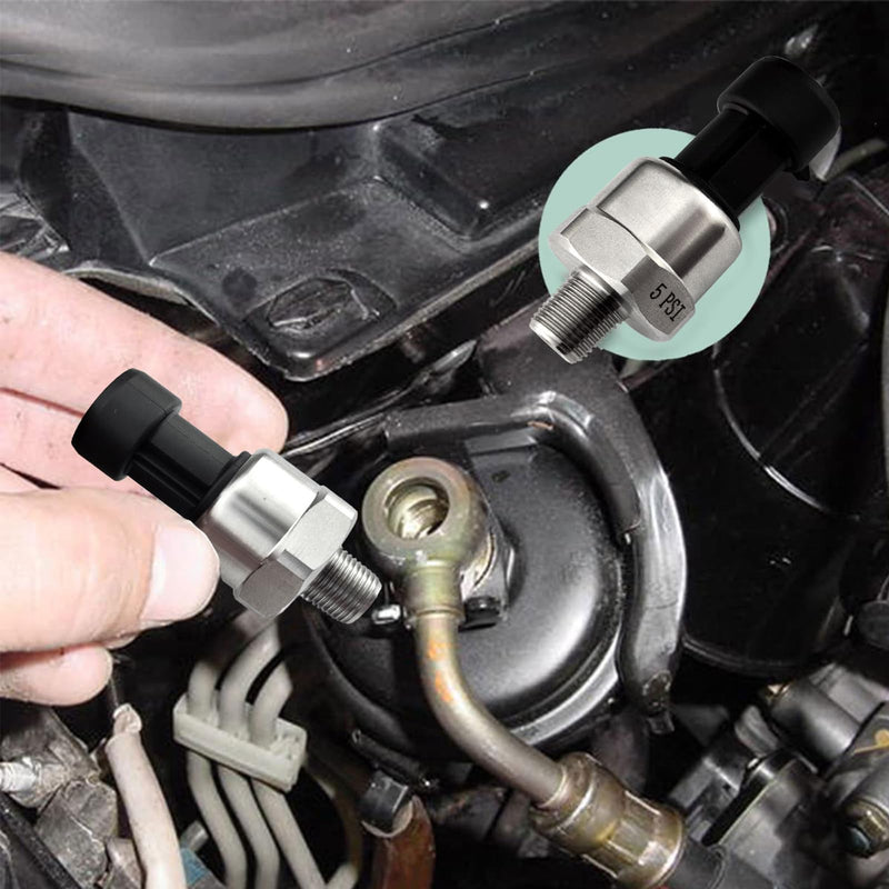 [Australia - AusPower] - Pressure Transducer Sender Sensor with Connector, 1/8" NPT Thread Stainless Steel Fuel Pressure Sensor for Oil Fuel Air Water (5 PSI) 5 PSI 
