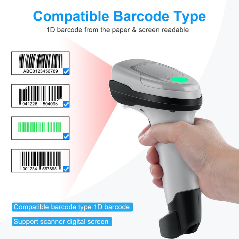 [Australia - AusPower] - Wireless Barcode Scanner, JRHC 1D CCD Barcode Reader with Stand Transmission 2.4GHz Wireless & USB Wired Connection 2 in 1 Plug and Play Handheld Bar Code Scanners for Store Supermarket Warehouse 