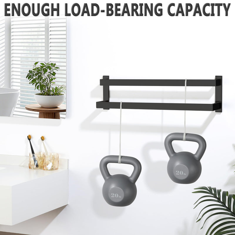 Alise 16 Inch Double Towel Bars for Bathroom Wall Mount,Bathroom Towel Holder Double Towel Racks for Bathroom Lavatory,SUS304 Stainless Steel Towel Rail Towel Hanger for Walls,Matte Black 16-Inch(2-Bars) Matte Black
