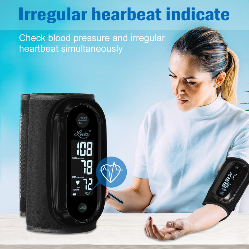 [Australia - AusPower] - Blood Pressure Monitor Upper Arm with One Piece Design, Digital BP Machine for Home Use with Cuff Size 9-14 Inch, Portable Meter, Built-in Battery 