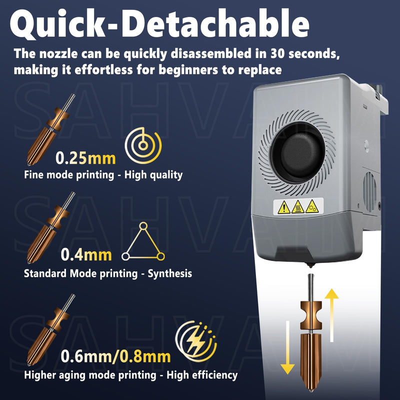 Original Upgraded 0.25/0.4/0.6mm Integrated Adventurer 5X Nozzle for Flashforge AD5X 3D Printer Extruder Hotend Heating Block Part,Fast Installation Print Head,Balanced Speed & Precision,Rapid Heating