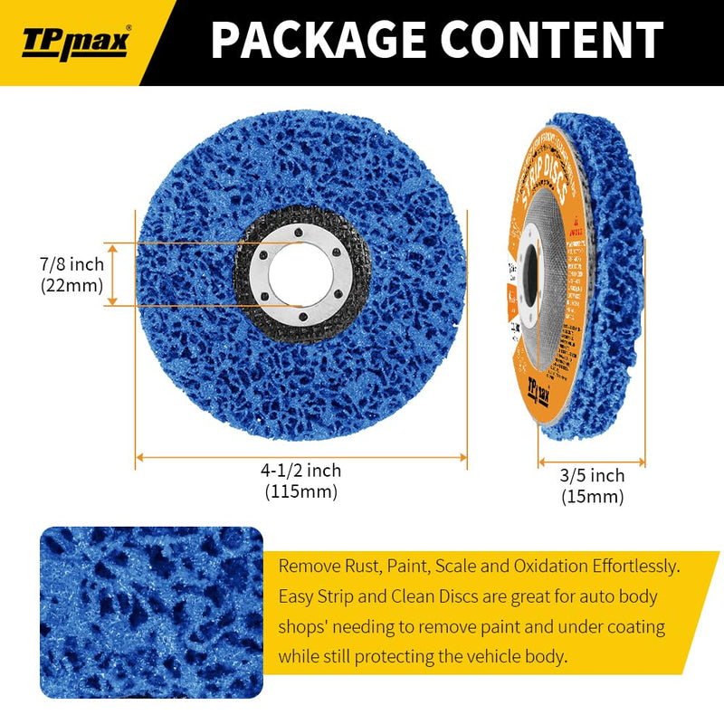[Australia - AusPower] - 4-1/2" x 7/8" Stripping Discs for Rust and Paint Removal - Poly Abrasive Angle Grinder Wheels, 5-Pack (Blue) 4-1/2 Inch 5.0 