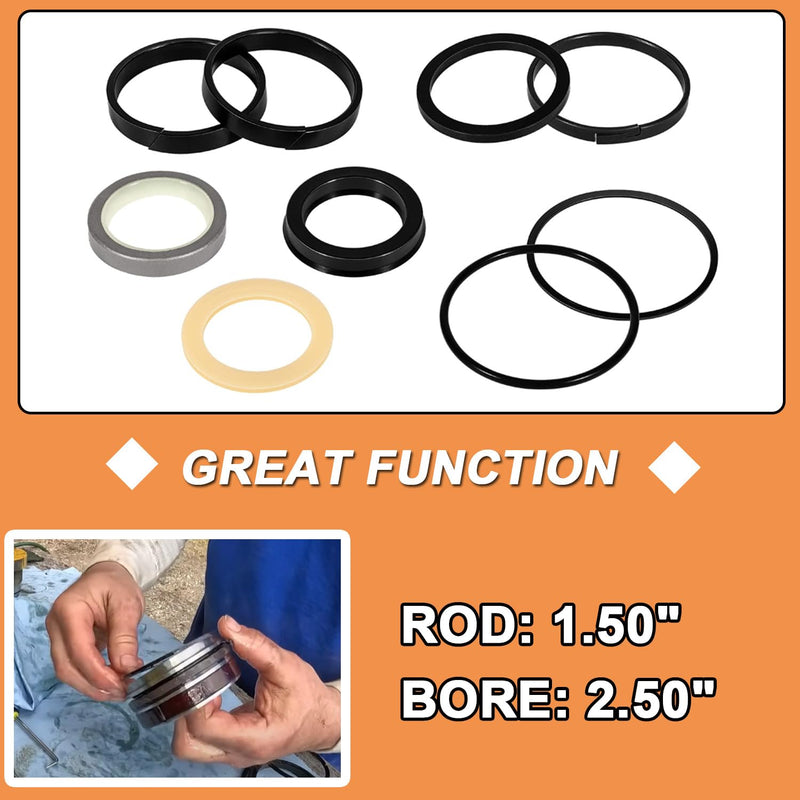 [Australia - AusPower] - Hydraulic Cylinder Seal Kit 2.5" Bore 1.5" Rod Replace for 1543253C1 G109456 G105550 Suitable for Loader Bucket Case Backhoe Loader 350 580B 580C 580F 680C (2.5" Bore 1.5" Rod) 