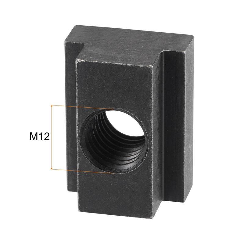 [Australia - AusPower] - uxcell M12 Thread T Slot Nuts, Alloy Steel Black Oxide Finish Grade 8.8 Tapped Through Slot T-Nuts Furniture 10Pcs 