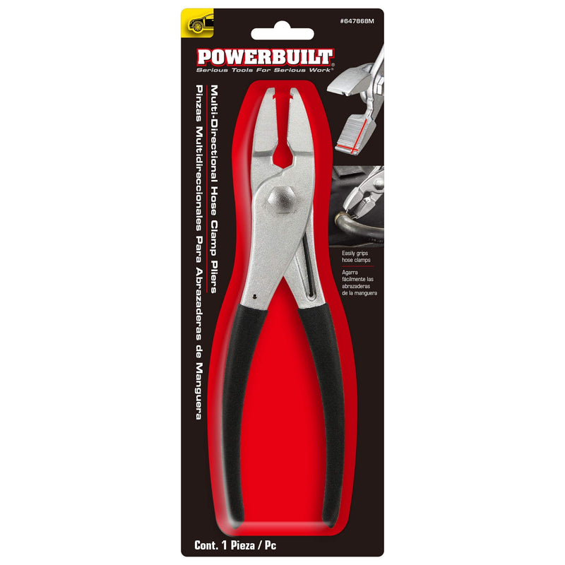 Powerbuilt Multi-Directional Hose Clamp Pliers, Hold Clamps, Fuel Lines and Radiator Hoses, Gripping Plier Jaws - 647868M