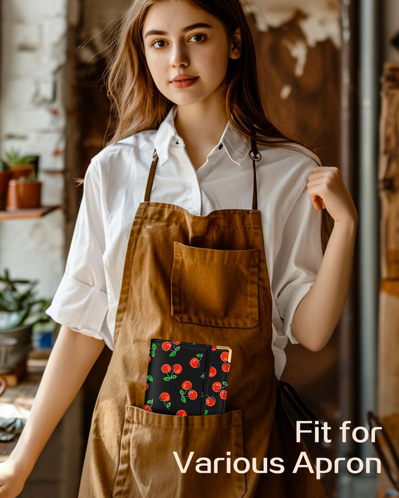 [Australia - AusPower] - Server Book for Waitress Cute Serving Books with Zipper Pocket Accessories Leather Server Check Book Restaurant Waiter Server Booklet Organizer Ticket Book Holder Cherry 