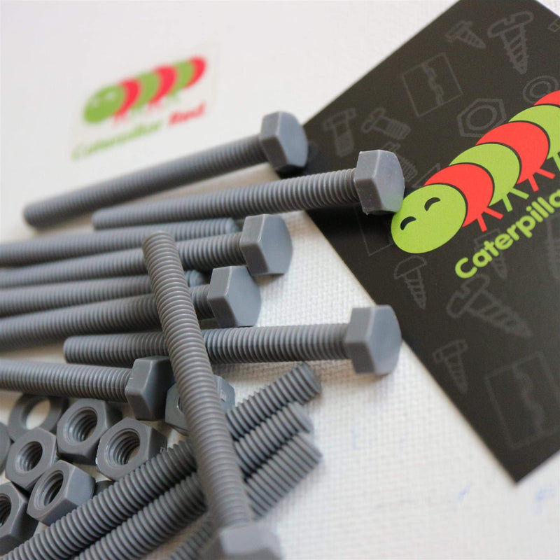 [Australia - AusPower] - 50 x Hexagon Head Screws Grey PVC Plastic nuts and bolts, Hex Head, oxidation resistant, weather resistant, UPVC, Plastic nuts and bolts, M6 x 60mm, (15/64 x 2-23/64 in) 