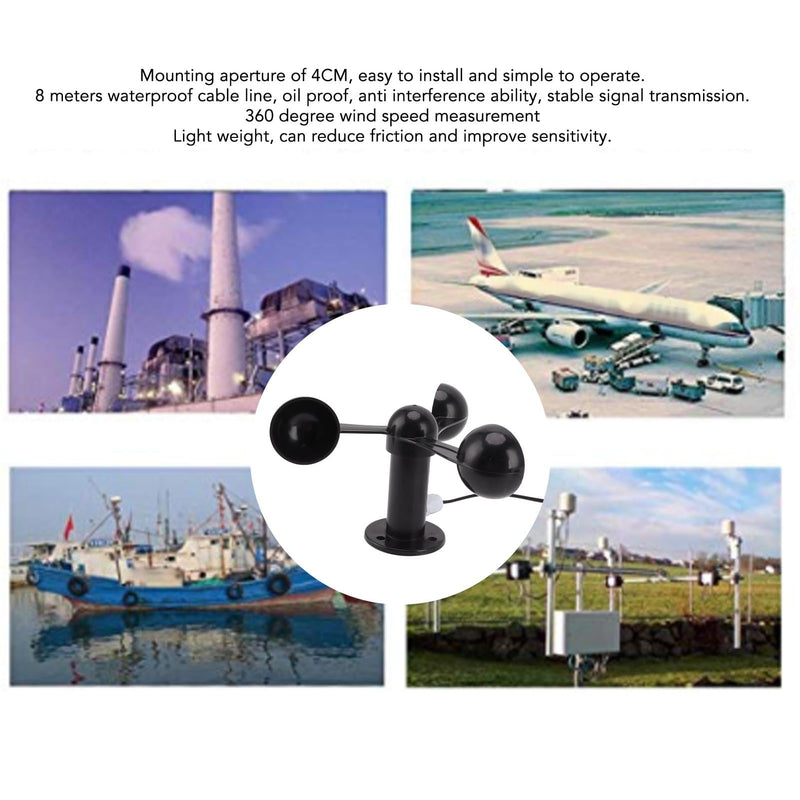 [Australia - AusPower] - Wind Speed Sensor, 0-3.8 V, 3 Cups, Pulse Signal Output, Anemometer Sensor, Anti-Interference Wind Measurement Detector with 8 m Waterproof Cable, 4 cm Mounting Hole 