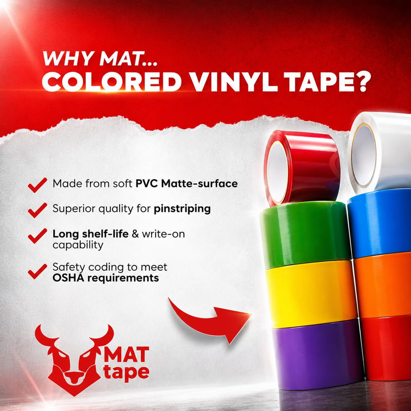 MAT Vinyl Marking Tape Dark Blue - 3/8 inch x 36 yds. for Safety Floor Marking (School Gym, Restaurants, Warehouse), Dance Floor Splicing, Pinstriping Cars & Boats 3/8 Inch (9mm)