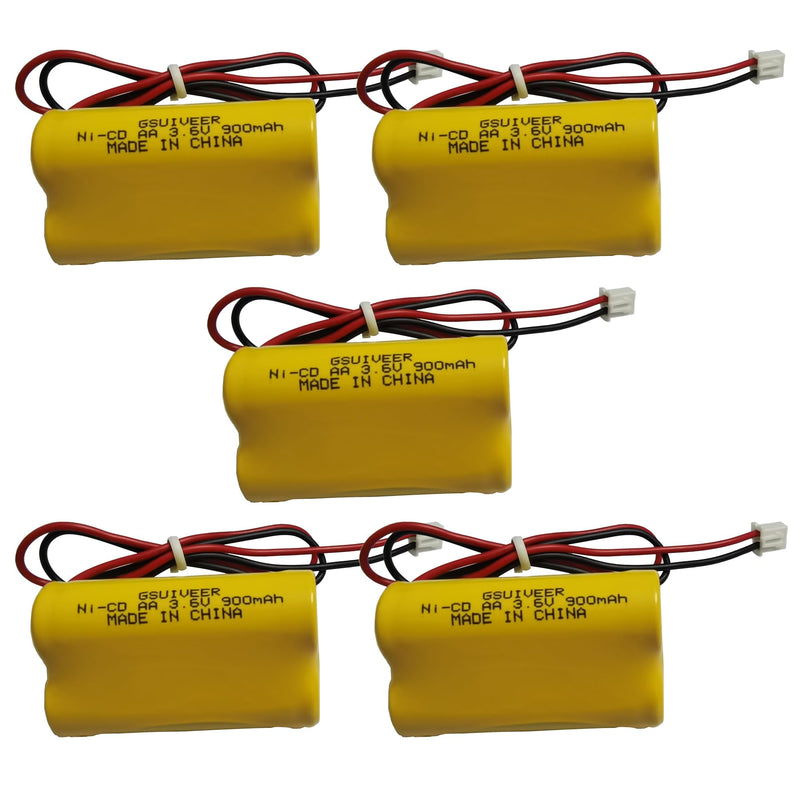 3.6V 900mAh Ni-Cd Exit Sign Emergency Light Battery Pack Compatible Unitech 6200RP Lowes OSA230 Lowes 253799 Unitech LEDR-1 (5 Pack)