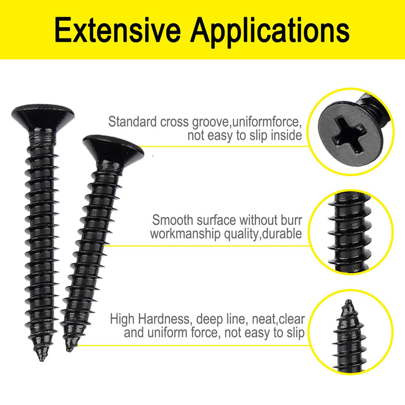 [Australia - AusPower] - 100 pcs#7 x 1-1/2'' Drywall Screws,Black Wood Screw,Flat Head Phillips Screws Self Tapping Screws Used in Furniture,Woodworking Repairs and DIY Projects（M4 x 40mm） #7x1-1/2''-100Pcs #7-M4 Wood Screws 