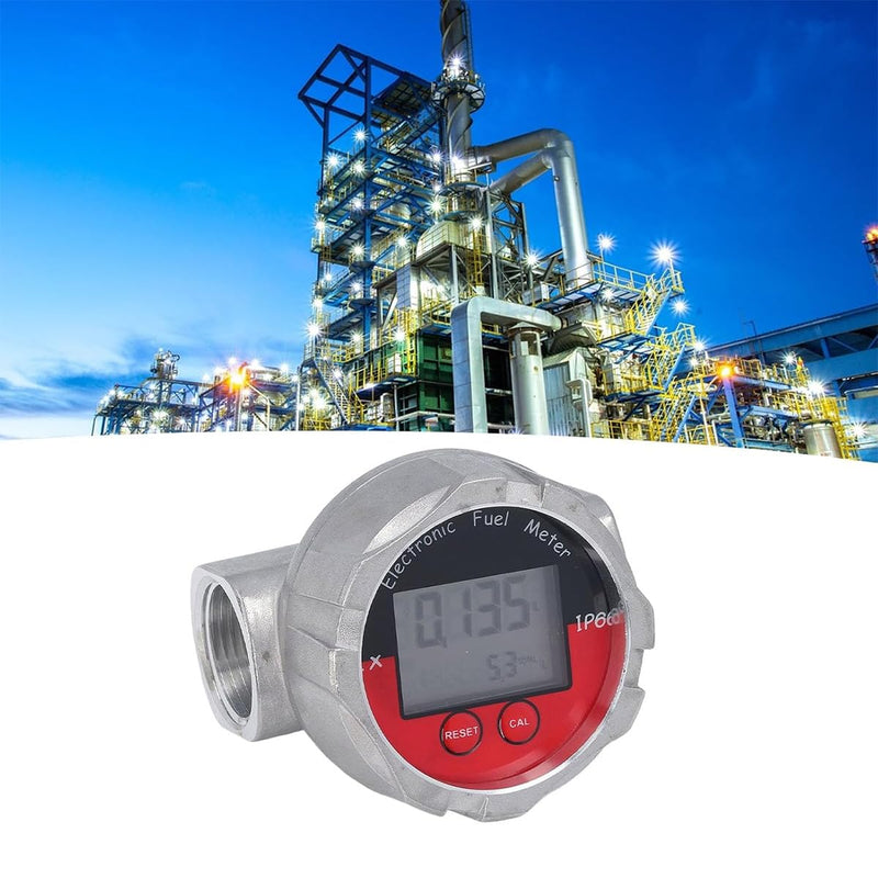 Ubric 1 Inch Stainless Steel Flow Meter Electronic Digital Flow Meter Stainless Steel Liquid Water Petrol Kerosene Oil