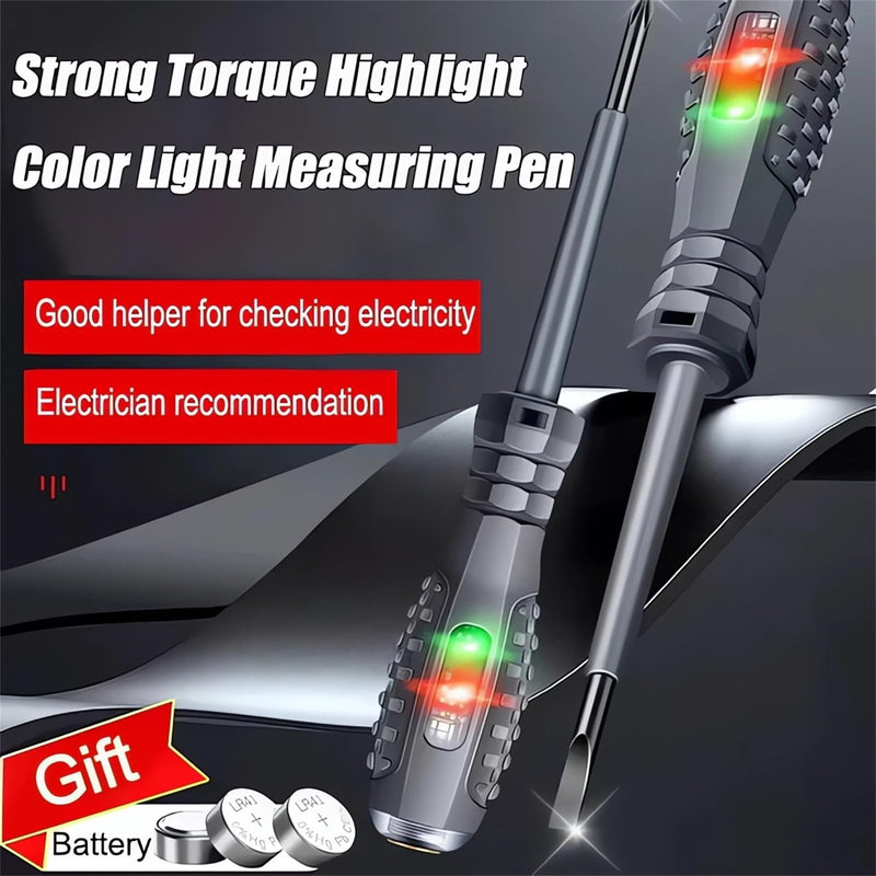 [Australia - AusPower] - 2-in-1 High Torque Strong Magnetic Flathead Phillips Screwdriver Electricity Detector Electric Non-Contact Voltage Tester Pen Electrical Current Power Circuit Live Wire Electrician Tester (F+P) F+P 