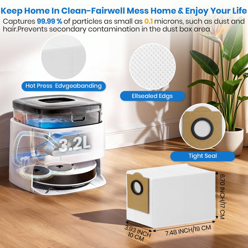 [Australia - AusPower] - M3 Replacement Parts for Lefant M3 Accessories Robotic Vacuum Cleaner Parts 2 Roller Brush,4 HEAP, 6 Mops, 6 Dust Bags, 6 Side Brushes, 1 Clean Brush 