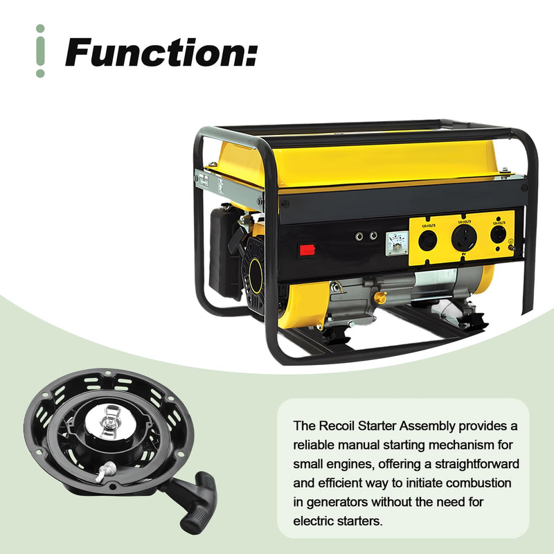 [Australia - AusPower] - Recoil Starter Assembly with Pull Cord Black Fits for Gx390 Champion 4500w 4000w 3500w 3000w 46598 212cc 224cc 196cc Predator 3500w 4000w Firman Generator 
