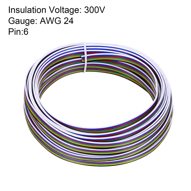 [Australia - AusPower] - MECCANIXITY 24 Gauge 6 Conductor Electrical Wire Tinned Copper Cable 39FT Flexible Stranded Hook-up Wire for LED Strips Lamps Residential Wiring Car Circuit 39FT,24AWG 