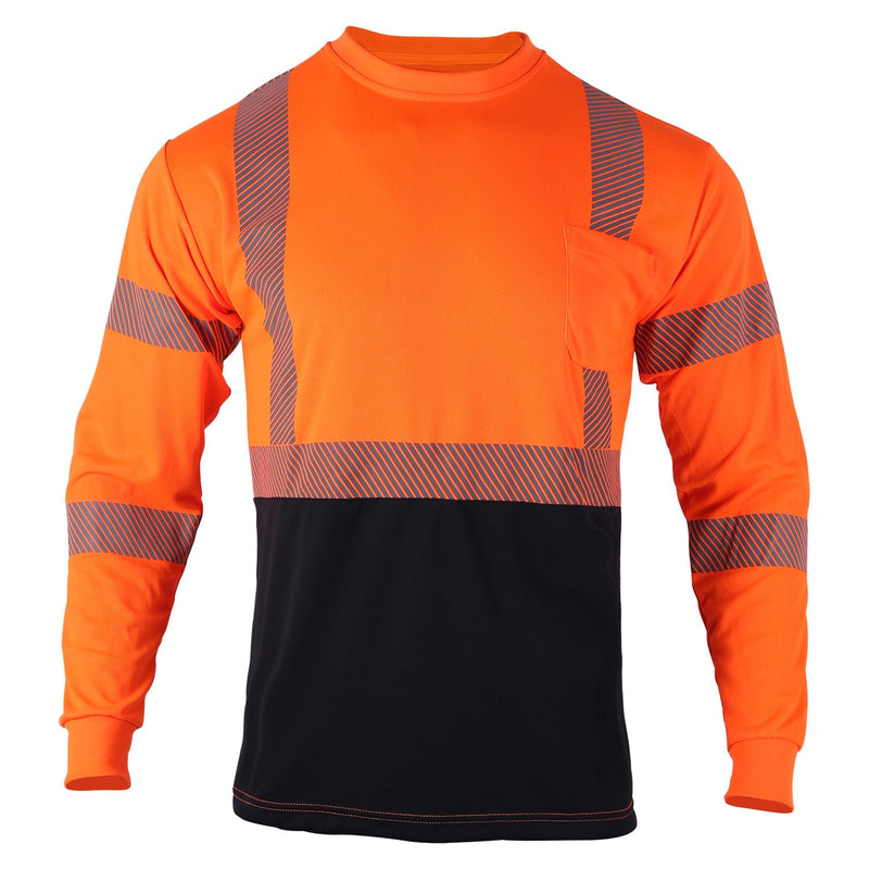 FONIRRA 3pcs Safety Reflective High Visibility T Shirts for Men with Long Sleeve Construction Work Shirts ANSI Class 3 Large Orange_3pcs
