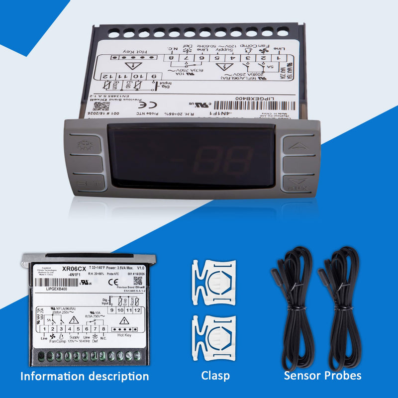 [Australia - AusPower] - for Dixell XR06CX-4N1F1 Temperature Controller, Fit for 120V 50-60hz Commercial Refrigerators/Freezer,for Dixell Temperature Controller with Sensor Probe (4N1F1) 4N1F1 