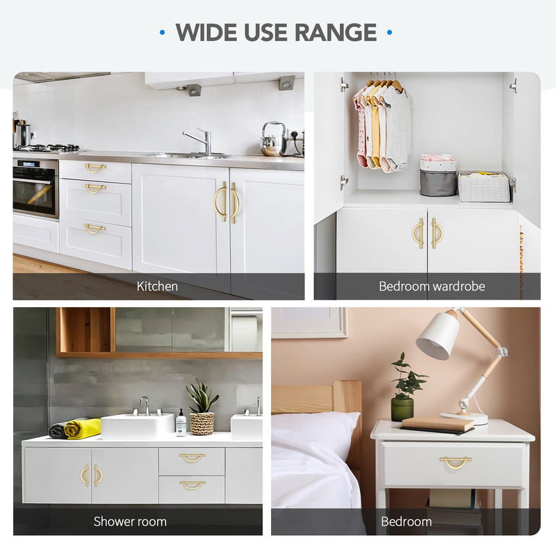 HOME EDIT Brushed Brass Cabinet Pulls, 5 Inch Hole Center, 128 mm, Curved Design Cabinet Handles for Kitchen,Cupboard, Drawer & Bathroom 10 Pack
