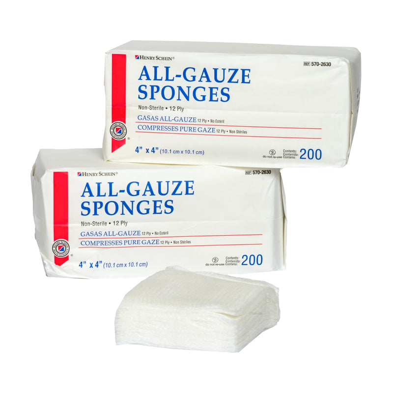 [Australia - AusPower] - 200/Pack Non-Sterile Gauze Pads 4’’ x 4’’ for Wound Dressing Gauze Sponge-Pads for Wound Care & Home First Aid Kits -12-Ply - 100% Cotton & Highly Absorbent 4x4 Inch (Pack of 200) 